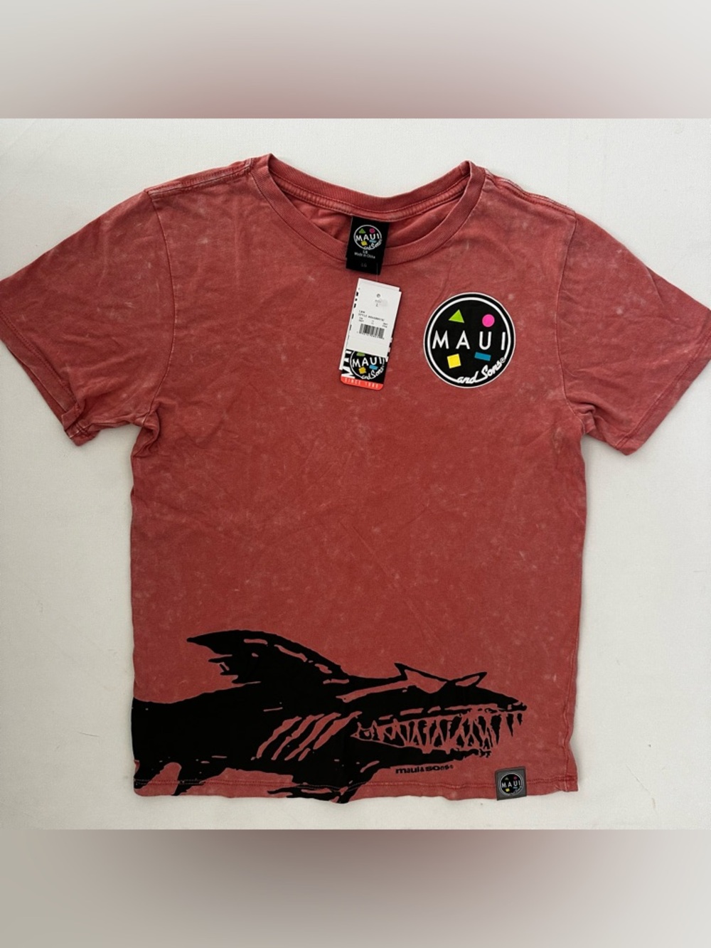 Maui and Sons Washed Rose Crewneck Tee with Logo Patch Size L